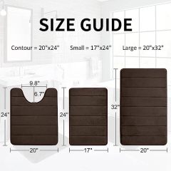 Rugs&Mats-Memory Foam 3 Pieces Bathroom Rug-Coffee