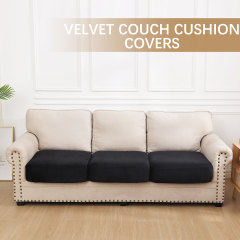 Velvet Stretch Couch Cushion Covers-Black