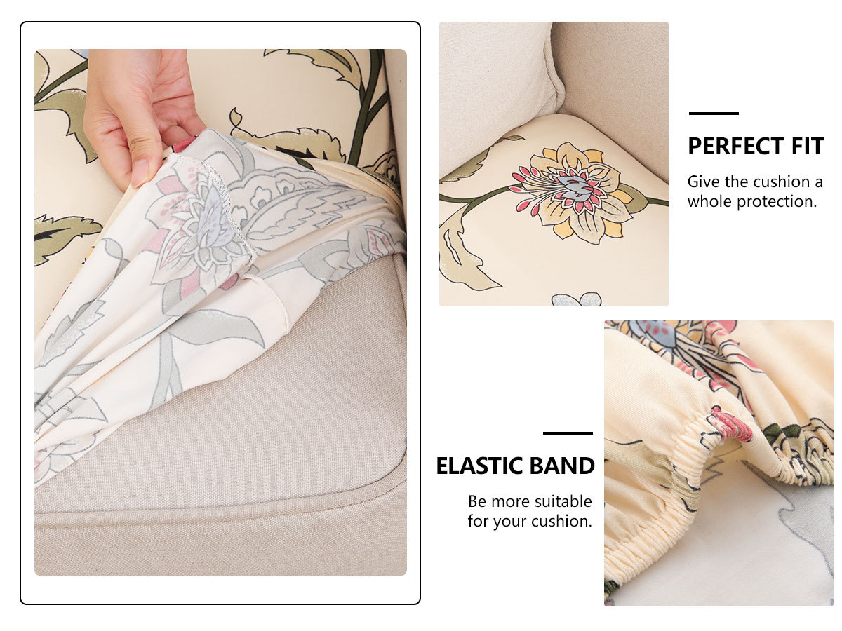 Printed Sofa Couch Cushion Covers- Light Beige Tropical
