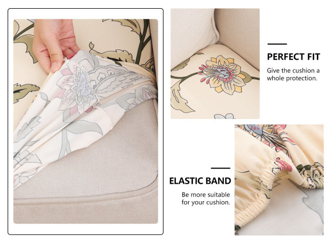 Printed Sofa Couch Cushion Covers- Light Beige Tropical
