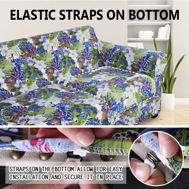 Slipcover-Floral Pattern Printed Sofa Slipcovers-Green
