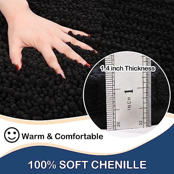 Rugs&Mats-Luxury Chenille Bathroom Rug-Black