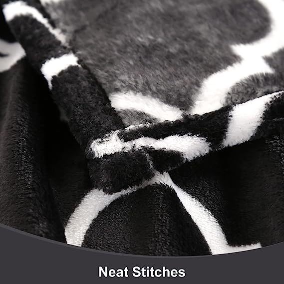 Blanket-Microfiber Lightweight Plush Reversible Throw Blanket-Black and White