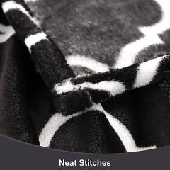 Blanket-Microfiber Lightweight Plush Reversible Throw Blanket-Black and White