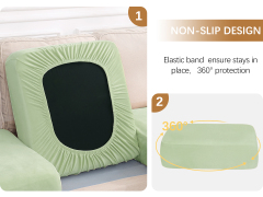 Velvet Stretch Couch Cushion Covers-Pea Green