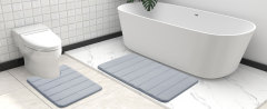 Rugs&Mats-Memory Foam 3 Pieces Bathroom Rug-Grey