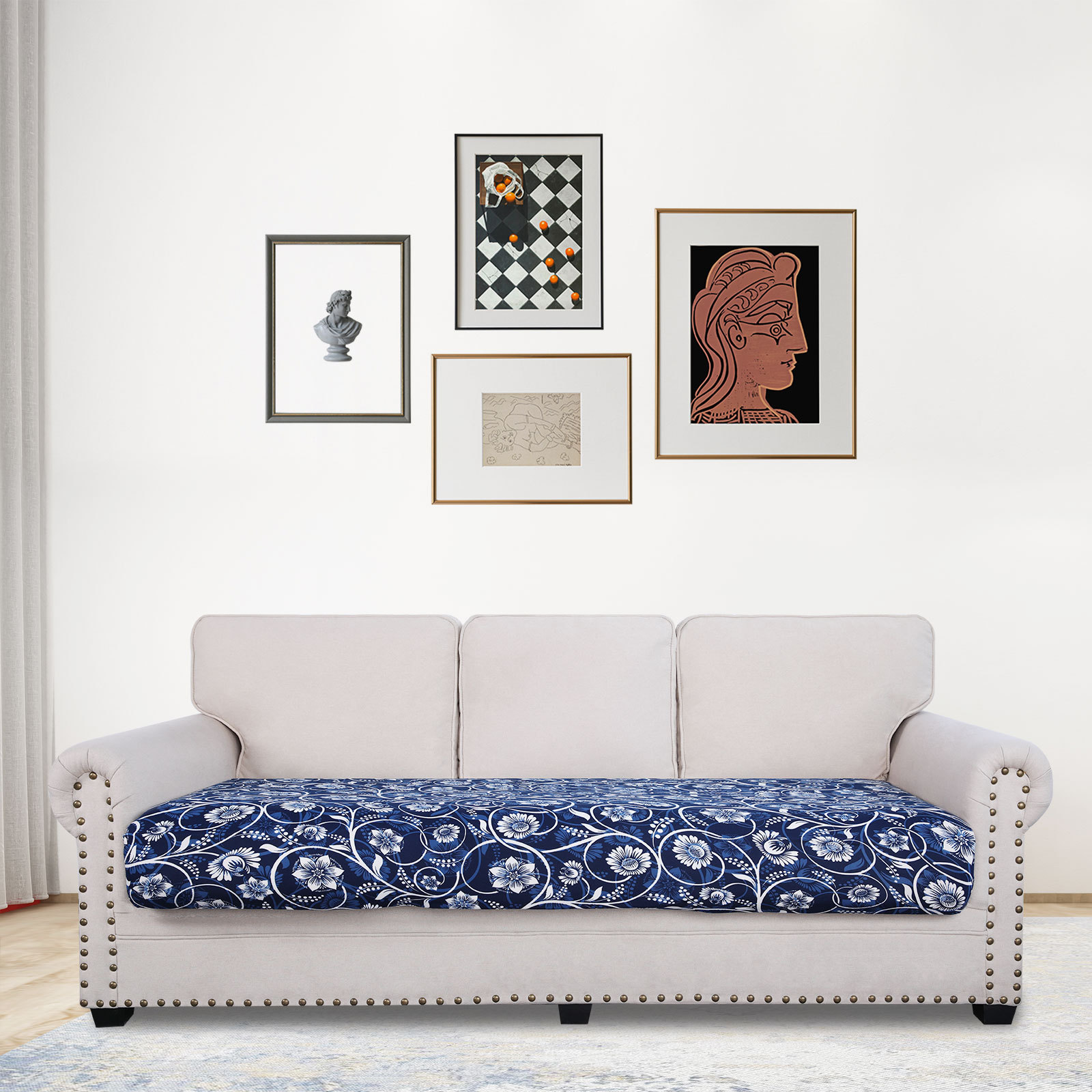 Printed Sofa Couch Cushion Covers- Blue