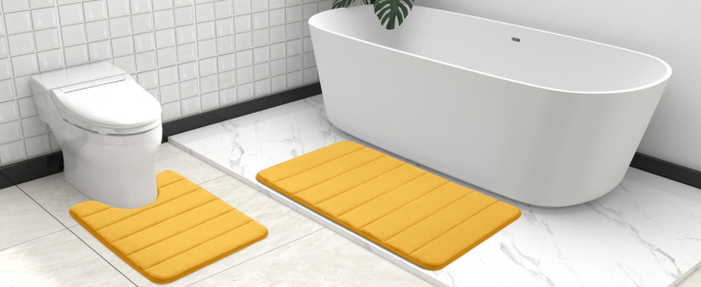 Rugs&Mats-Memory Foam 3 Pieces Bathroom Rug-Yellow