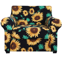 Slipcover-Floral Pattern Printed Sofa Slipcovers-Black&yellow