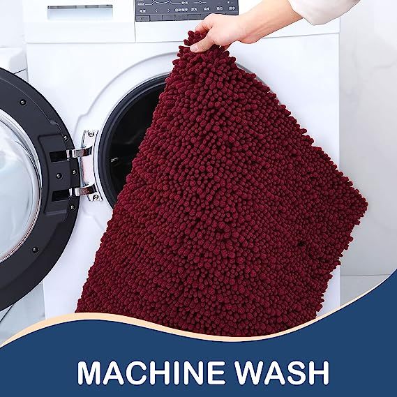 Rugs&Mats-Luxury Chenille Bathroom Rug-Burgundy