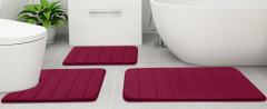 Rugs&Mats-Memory Foam 3 Pieces Bathroom Rug-Wine Red