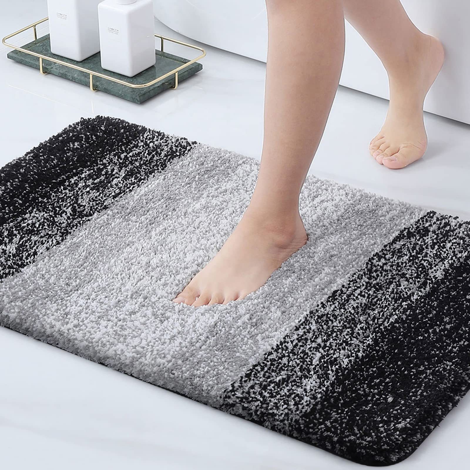 Rugs&Mats-Microfiber Bathroom Rugs-Black