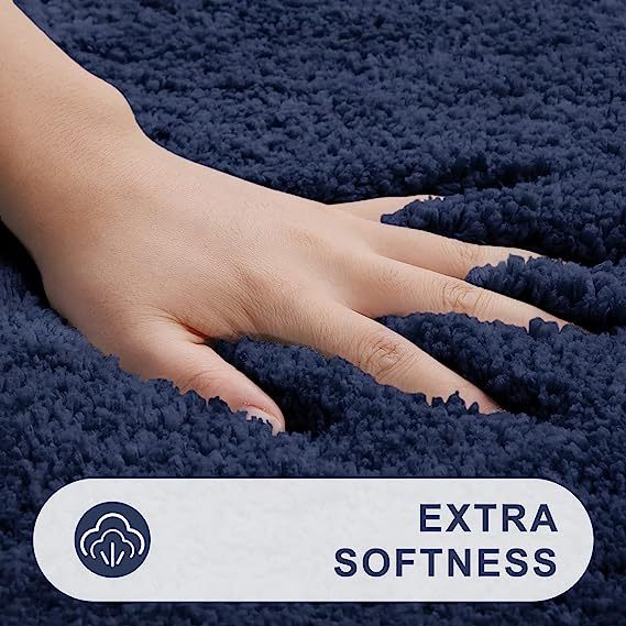 Rugs&Mats-Microfiber Bathroom Contour Rug-Navy Blue