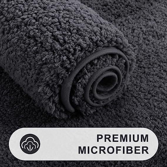 Rugs&Mats-Microfiber Bathroom Contour Rug-Charcoal Grey