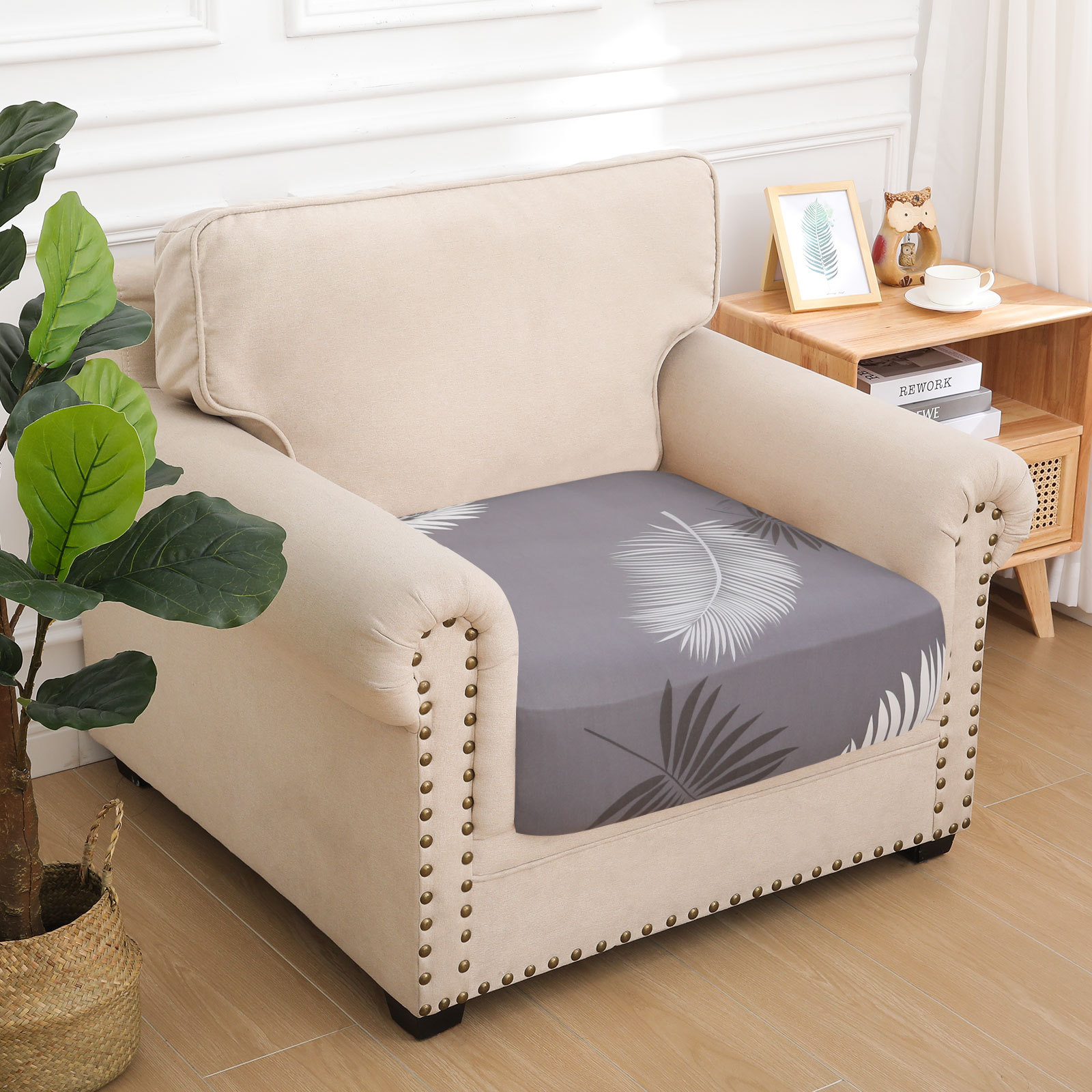 Printed Sofa Couch Cushion Covers- Grey Black Floral