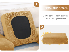 Velvet Stretch Couch Cushion Covers-Camel