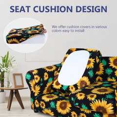 Slipcover-Floral Pattern Printed Sofa Slipcovers-Black&yellow