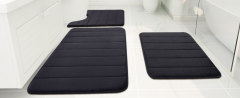 Rugs&Mats-Memory Foam 3 Pieces Bathroom Rug-Black