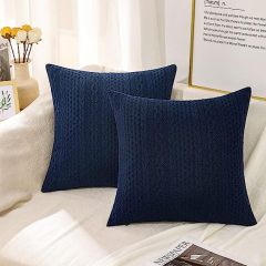 Raised Twisted Rope Pattern Pillow Covers-Navy Blue