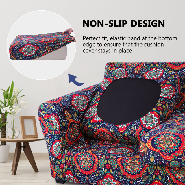Slipcover-Floral Pattern Printed Sofa Slipcovers-Red&blue
