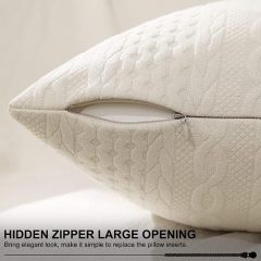 Raised Twisted Rope Pattern Pillow Covers-Beige