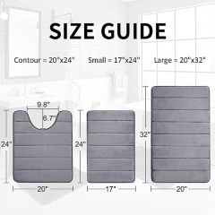 Rugs&Mats-Memory Foam 3 Pieces Bathroom Rug-Dark Grey