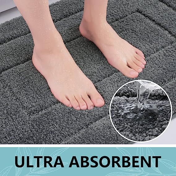 Rugs&Mats-Soft and Absorbent Microfiber Bath Rugs-Dark Grey