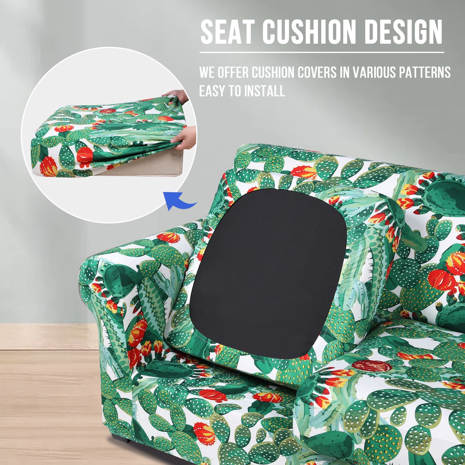 Slipcover-Floral Pattern Printed Sofa Slipcovers-Red green