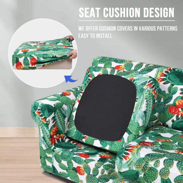 Slipcover-Floral Pattern Printed Sofa Slipcovers-Red green
