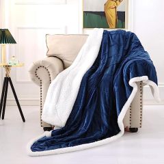 Blanket-Microfiber Lightweight Plush Reversible Throw Blanket-Navy