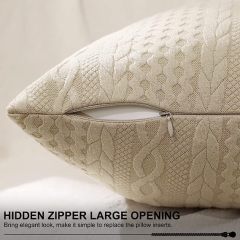 Raised Twisted Rope Pattern Pillow Covers-Light Tan