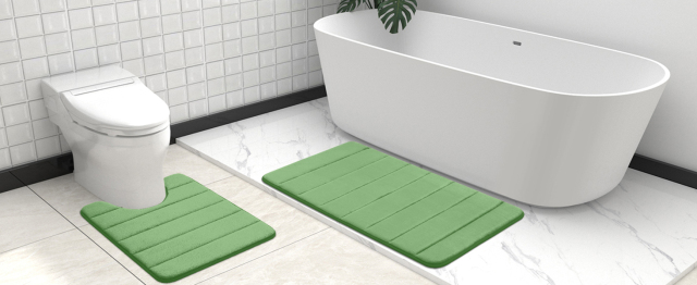 Rugs&Mats-Memory Foam 3 Pieces Bathroom Rug-Green