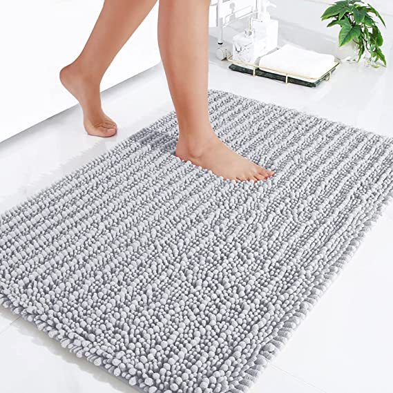 Rugs&Mats-Luxury Chenille Bathroom Rug-Light Grey