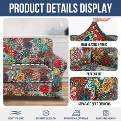 Slipcover-Floral Pattern Printed Sofa Slipcovers-Red