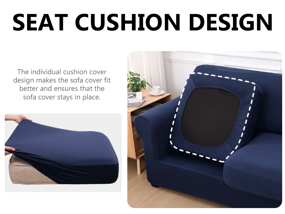 Slipcover-Plain Sofa Slipcovers-Navy blue