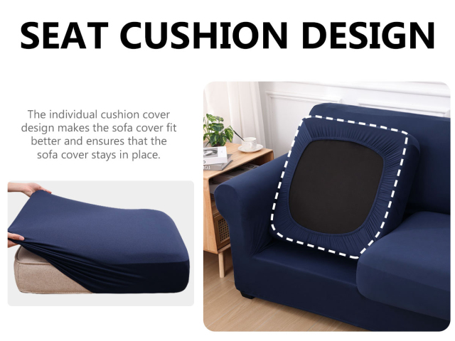 Slipcover-Plain Sofa Slipcovers-Navy blue