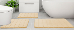 Rugs&Mats-Memory Foam 3 Pieces Bathroom Rug-Beige