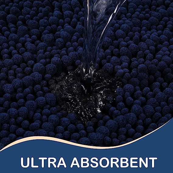 Rugs&Mats-Luxury Chenille Bathroom Rug-Navy blue