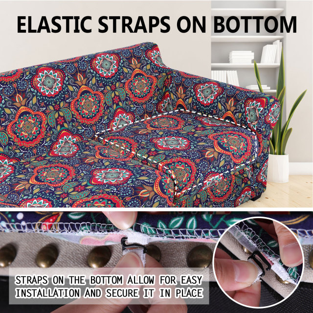 Slipcover-Floral Pattern Printed Sofa Slipcovers-Red&blue