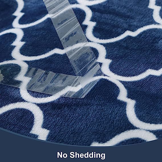 Blanket-Microfiber Lightweight Plush Reversible Throw Blanket-Navy Blue and White