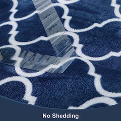 Blanket-Microfiber Lightweight Plush Reversible Throw Blanket-Navy Blue and White