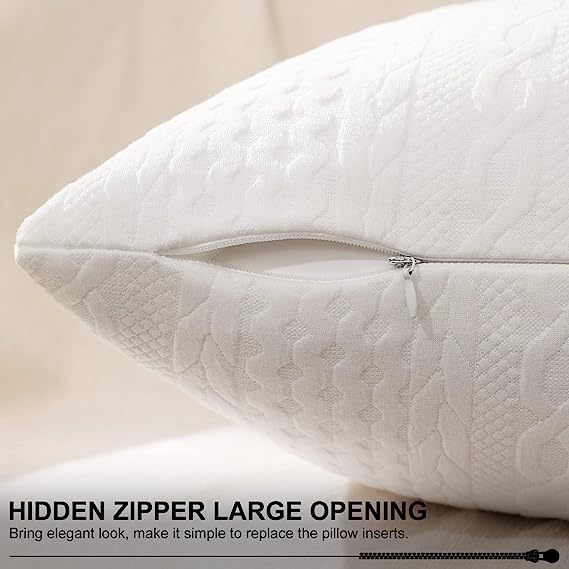 Raised Twisted Rope Pattern Pillow Covers-White
