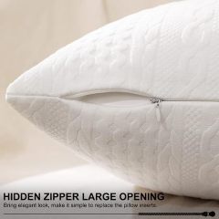 Raised Twisted Rope Pattern Pillow Covers-White