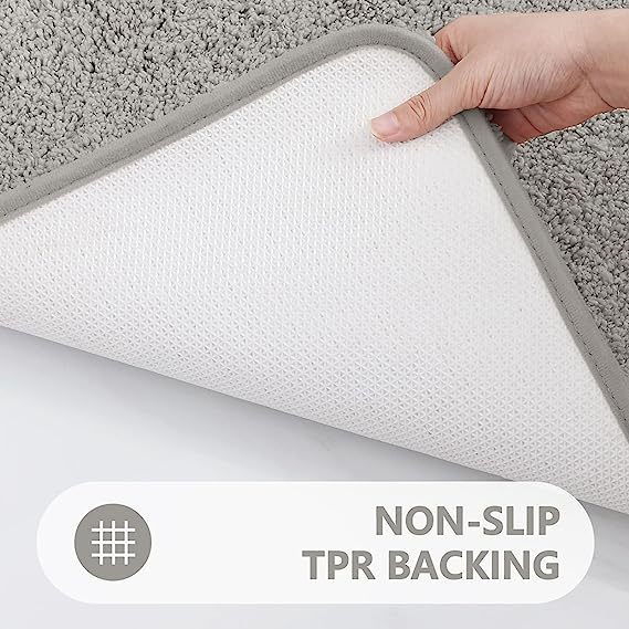 Rugs&Mats-Microfiber Bathroom Contour Rug-Light Grey