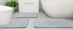 Rugs&Mats-Memory Foam 3 Pieces Bathroom Rug-Grey