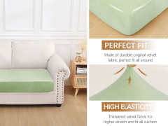 Velvet Stretch Couch Cushion Covers-Pea Green