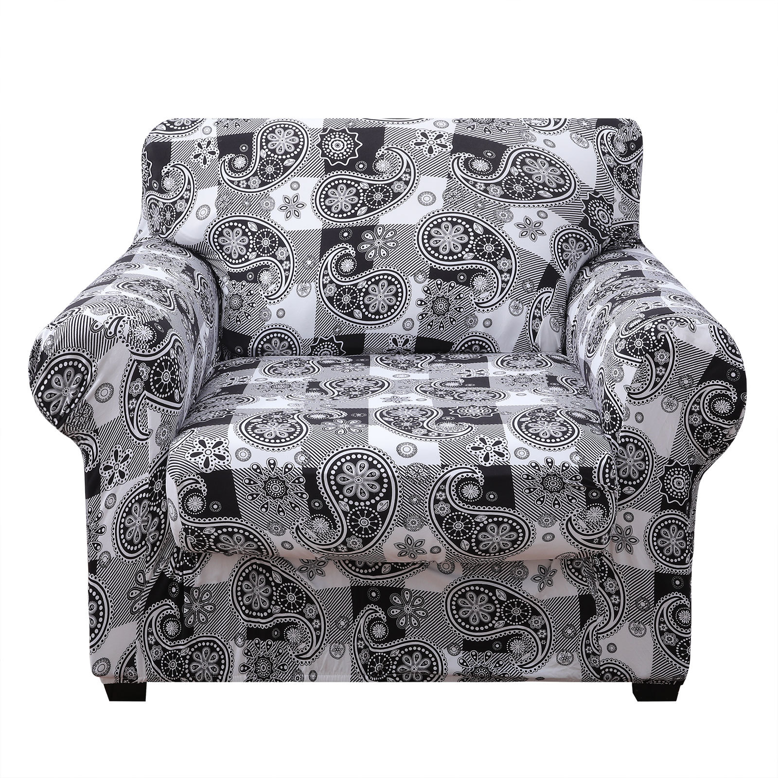 Slipcover-Floral Pattern Printed Sofa Slipcovers-White