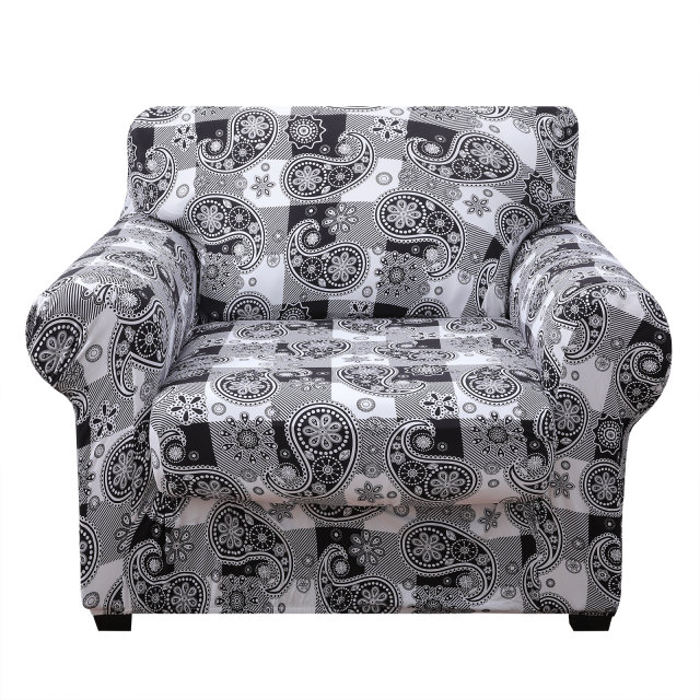 Slipcover-Floral Pattern Printed Sofa Slipcovers-White