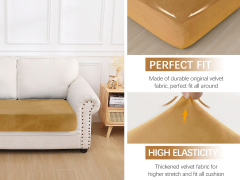 Velvet Stretch Couch Cushion Covers-Camel