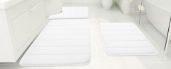 Rugs&Mats-Memory Foam 3 Pieces Bathroom Rug-White